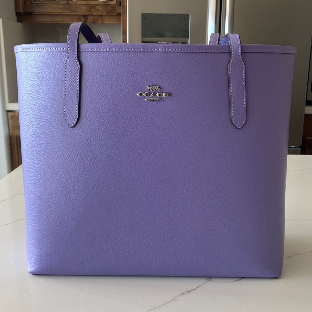 Coach Light Violet Purple City Tote Bag with Silver Hardware